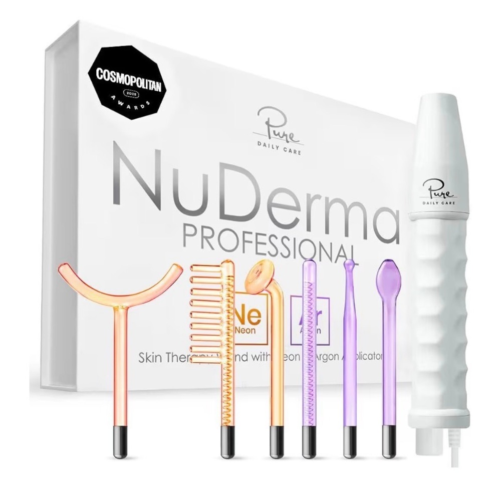 NuDerma Professional Skin Therapy Wand + Accessories and Carrying Case